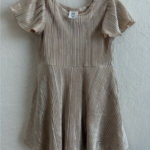 GAP Girls Metallic Cream Gold-Striped Party Dress